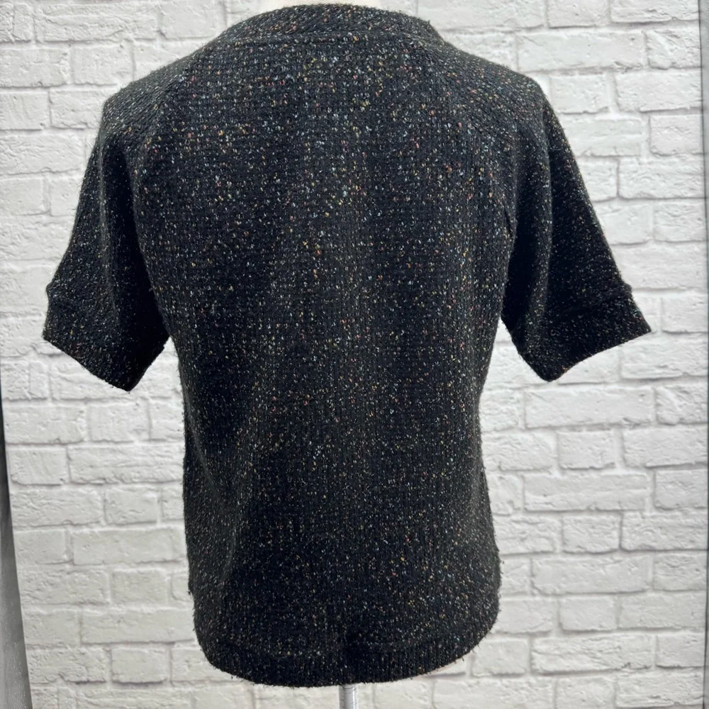 Anthropologie James Coviello Floral Brocade Spliced Metallic Knit Sweater